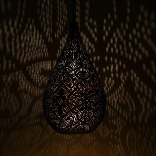 Hanglamp druppel filigrain zwart-goud
