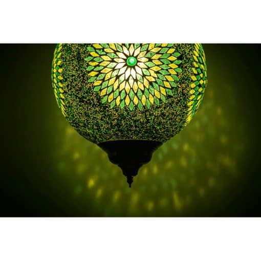 Hanglamp groen mozaïek en kralen - Turks design - 25 cm.