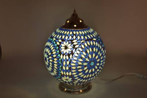 Mozaïek tafellamp 25 cm. - blauw - Turks