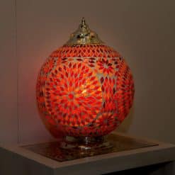 Mozaïek tafellamp 25 cm. - rood en oranje - Turks