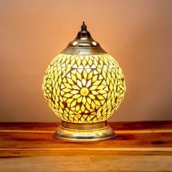 Mozaïek tafellamp bruin-beige - 15 cm.