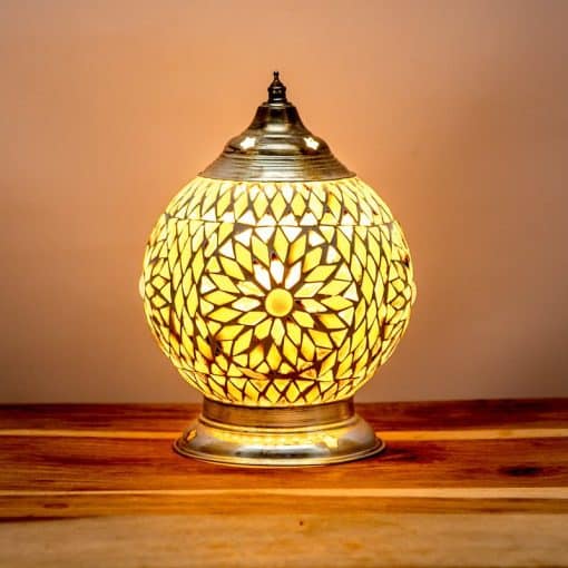 Mozaïek tafellamp bruin-beige - 15 cm.