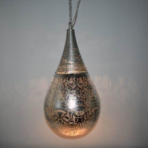 Oosterse filigrain hanglamp Agra - zilver - L