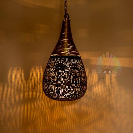 Oosterse filigrain hanglamp Agra - zwart goud