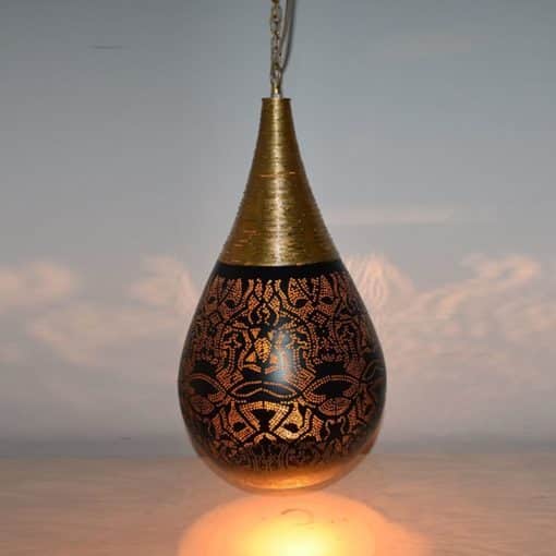 Oosterse filigrain hanglamp Agra - zwart goud - L