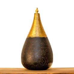 Orientalische filigrane Tischlampe mit Draht - schwarz und gold