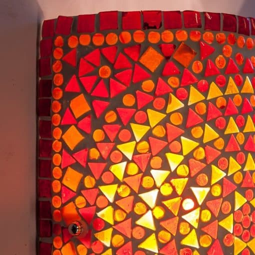 Oosterse mozaïek wandlamp | cilinder | rood en oranje