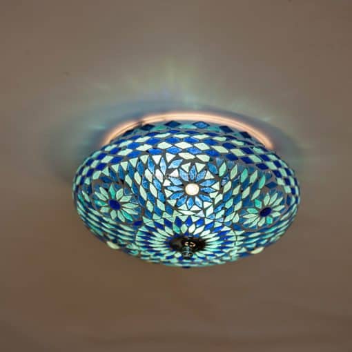 Plafondlamp mozaïek blauw 25 cm. Turks