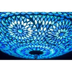 Plafondlamp mozaïek blauw - 38 cm. - Turks design