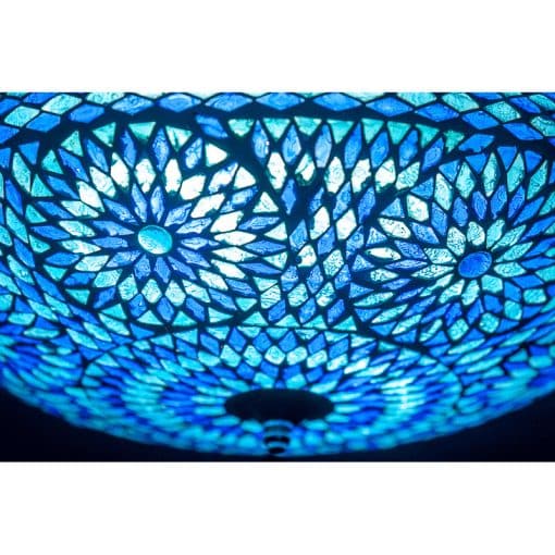 Plafondlamp mozaïek blauw - 38 cm. - Turks design