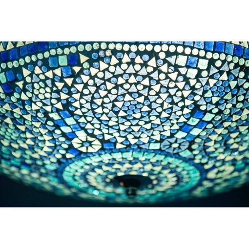 Plafondlamp mozaïek blauw - 50 cm.