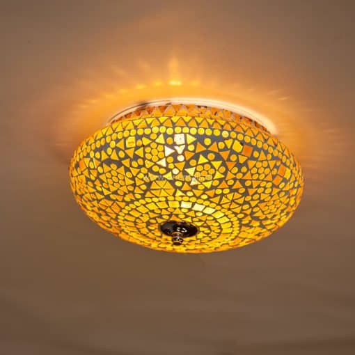 Plafondlamp mozaïek bruin-beige - 25 cm.