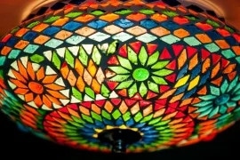 Plafondlamp mozaïek multi color 25 cm. Turks