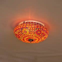 Plafondlamp mozaïek rood en oranje 25 cm. Turks