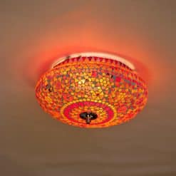 Plafondlamp mozaïek rood-oranje - 25 cm.