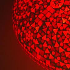 Plafondlamp mozaïek rood oranje - 50 cm.