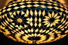 Plafondlamp mozaïek zwart-wit . Turks design - 25 cm.