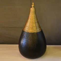 Tafellamp filigrain/draad vintage zwart goud - L