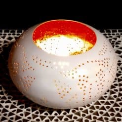 Waxinehouder filigrain ufo wit-goud